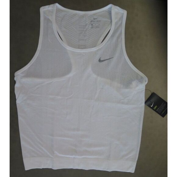 Nike BV3909 100 Women Sz XL White Dri-Fit Infinite Running Slim Fit Tank Top $65 - Picture 1 of 7